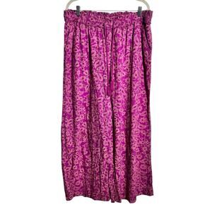 Knox Rose Boho Wide Leg Pant Women XL Purple Floral Paisley Beach Vacation